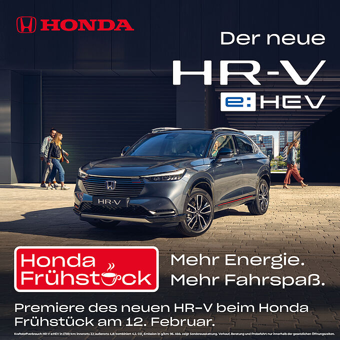 Einladung zum Honda Frühstück/Premiere neuer Honda HR-V Honda Frühstück 12.02.2022